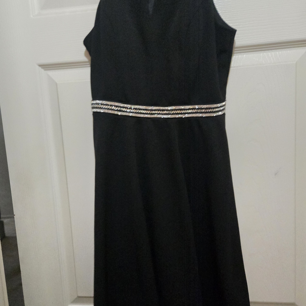Emerald Sundae Black Maxi Dress with Rhinestone Waistband